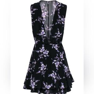100% Silk‎ Rebecca Taylor Black and Purple Floral Mini Dress| Size 8 | Like New
